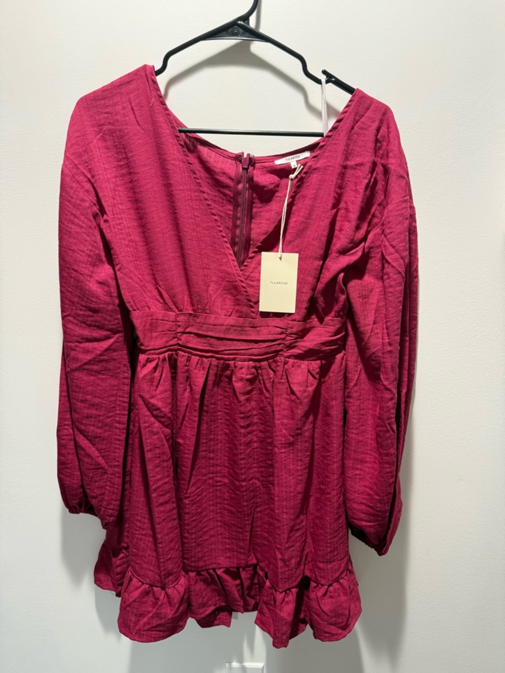 Tularosa Long Sleeve Empire Waist Dress in Berry